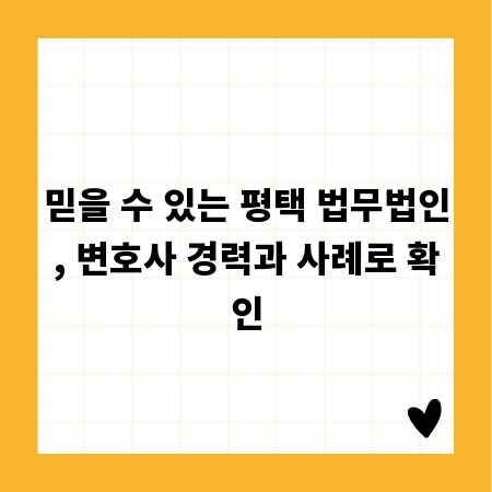 믿을 수 있는 평택 법무법인, 변호사 경력과 사례로 확인