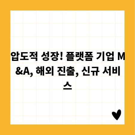 압도적 성장! 플랫폼 기업 M&A, 해외 진출, 신규 서비스