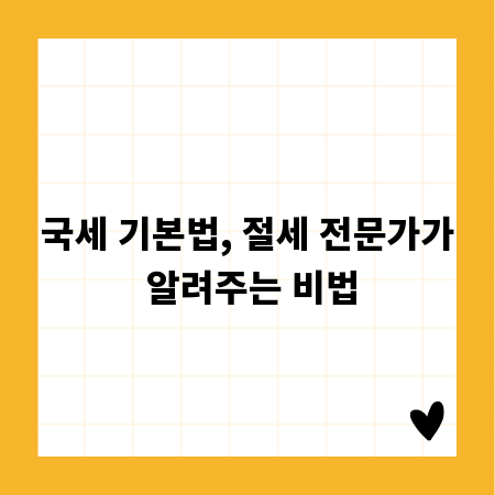 국세 기본법, 절세 전문가가 알려주는 비법