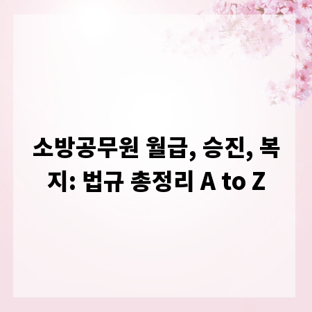 소방공무원 월급, 승진, 복지: 법규 총정리 A to Z