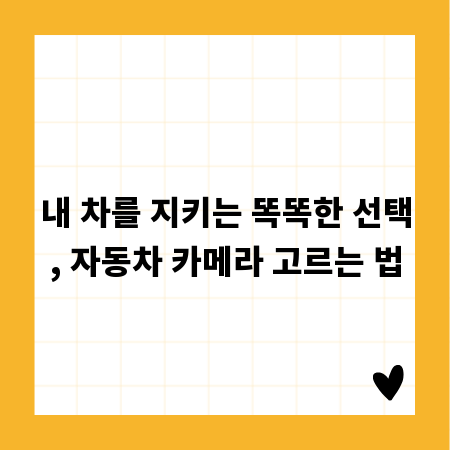 내 차를 지키는 똑똑한 선택, 자동차 카메라 고르는 법