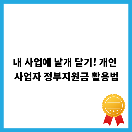 내 사업에 날개 달기! 개인 사업자 정부지원금 활용법