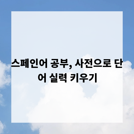 스페인어 공부, 사전으로 단어 실력 키우기