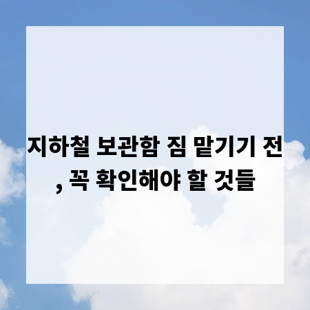 지하철 보관함 짐 맡기기 전, 꼭 확인해야 할 것들