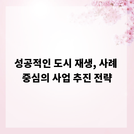 성공적인 도시 재생, 사례 중심의 사업 추진 전략