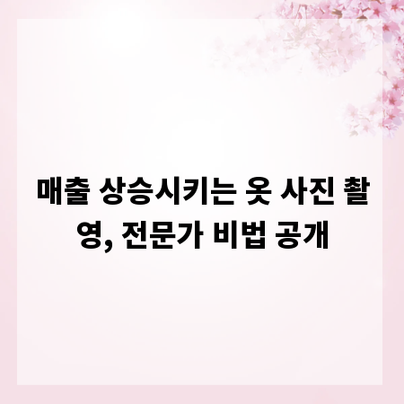 매출 상승시키는 옷 사진 촬영, 전문가 비법 공개