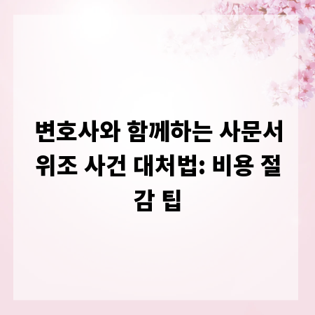 변호사와 함께하는 사문서위조 사건 대처법: 비용 절감 팁
