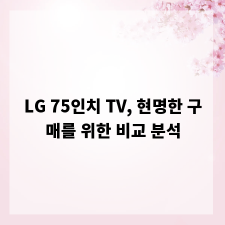 LG 75인치 TV, 현명한 구매를 위한 비교 분석