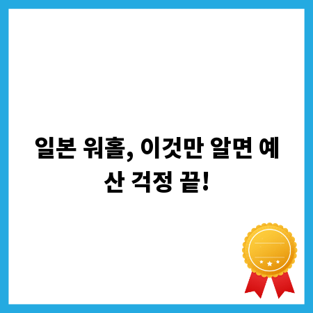일본 워홀, 이것만 알면 예산 걱정 끝!