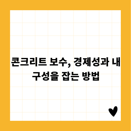 콘크리트 보수, 경제성과 내구성을 잡는 방법