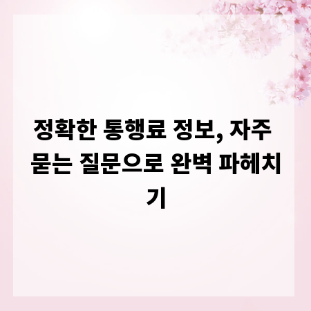 정확한 통행료 정보, 자주 묻는 질문으로 완벽 파헤치기