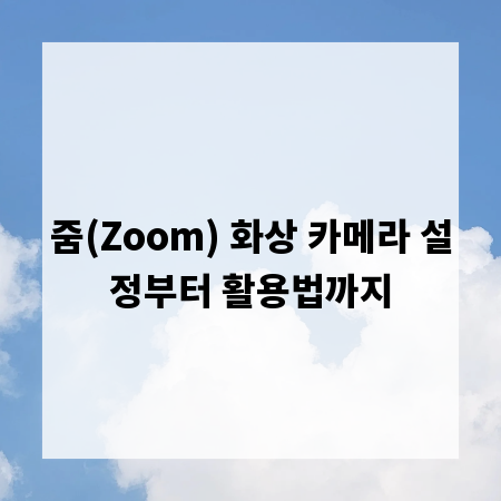 줌(Zoom) 화상 카메라 설정부터 활용법까지
