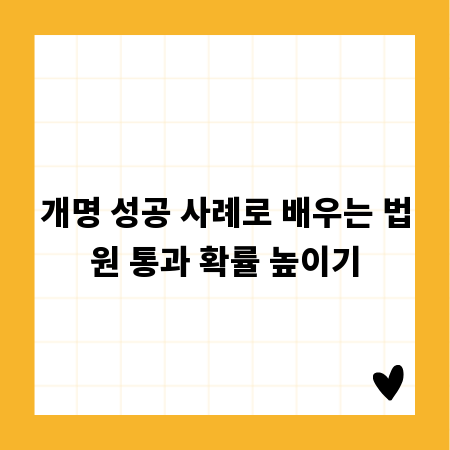 개명 성공 사례로 배우는 법원 통과 확률 높이기