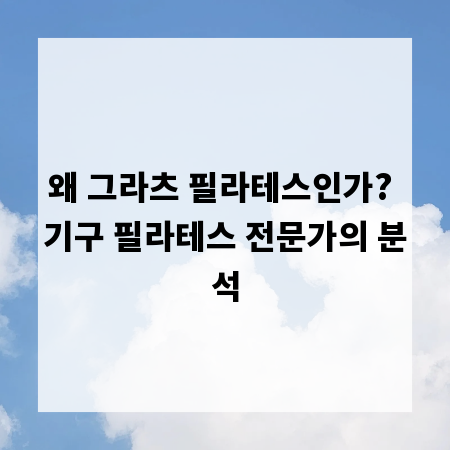 왜 그라츠 필라테스인가? 기구 필라테스 전문가의 분석