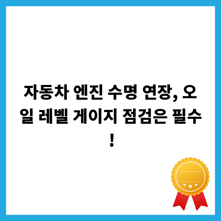 자동차 엔진 수명 연장, 오일 레벨 게이지 점검은 필수!