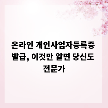 온라인 개인사업자등록증 발급, 이것만 알면 당신도 전문가