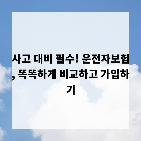 사고 대비 필수! 운전자보험, 똑똑하게 비교하고 가입하기