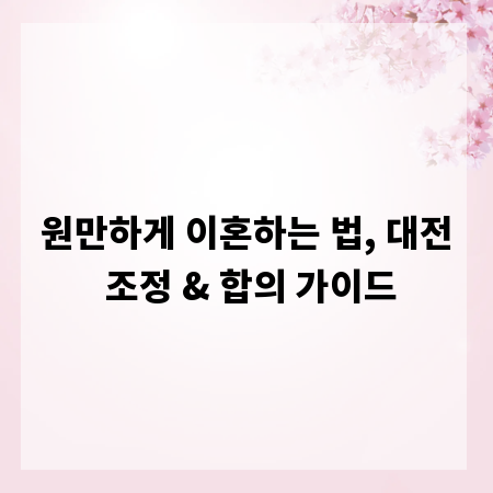 원만하게 이혼하는 법, 대전 조정 & 합의 가이드