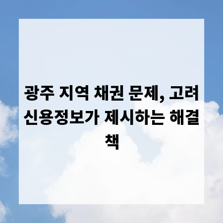 광주 지역 채권 문제, 고려신용정보가 제시하는 해결책