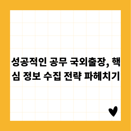 성공적인 공무 국외출장, 핵심 정보 수집 전략 파헤치기