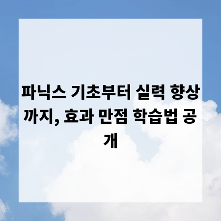 파닉스 기초부터 실력 향상까지, 효과 만점 학습법 공개