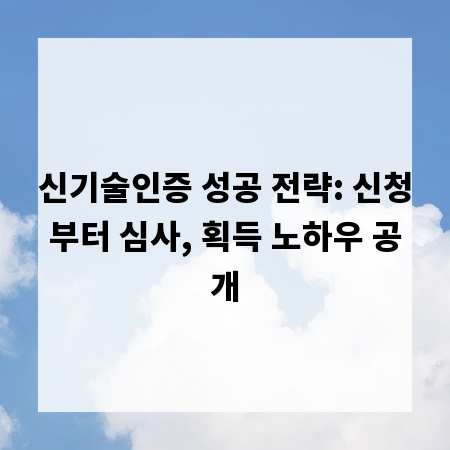 신기술인증 성공 전략: 신청부터 심사, 획득 노하우 공개