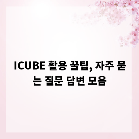 ICUBE 활용 꿀팁, 자주 묻는 질문 답변 모음