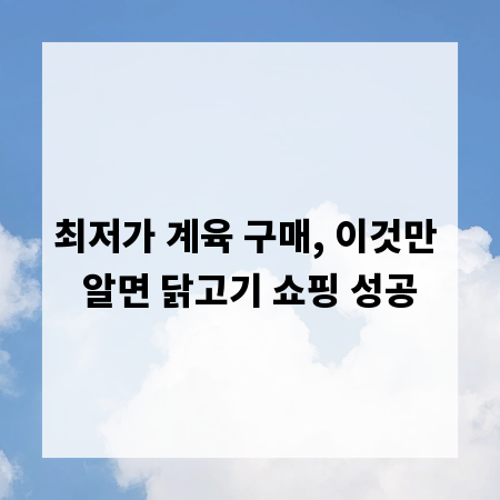 최저가 계육 구매, 이것만 알면 닭고기 쇼핑 성공