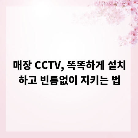 매장 CCTV, 똑똑하게 설치하고 빈틈없이 지키는 법