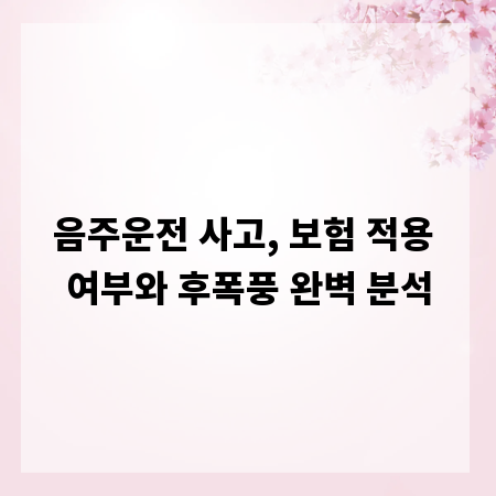 음주운전 사고, 보험 적용 여부와 후폭풍 완벽 분석