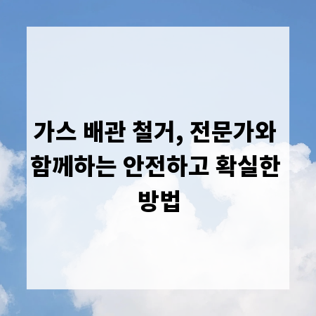 가스 배관 철거, 전문가와 함께하는 안전하고 확실한 방법