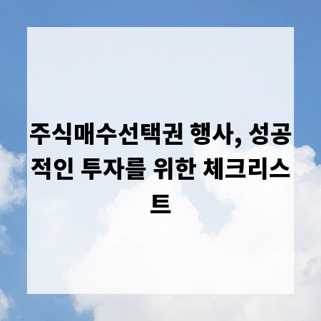 주식매수선택권 행사, 성공적인 투자를 위한 체크리스트