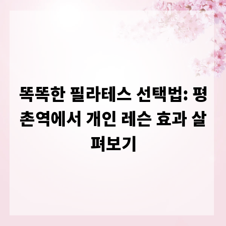 똑똑한 필라테스 선택법: 평촌역에서 개인 레슨 효과 살펴보기