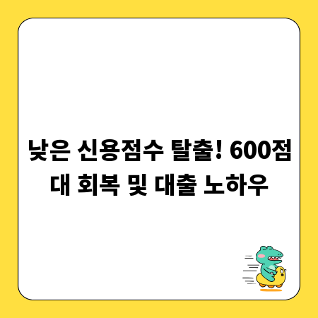 낮은 신용점수 탈출! 600점대 회복 및 대출 노하우