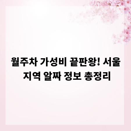 월주차 가성비 끝판왕! 서울 지역 알짜 정보 총정리
