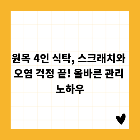 원목 4인 식탁, 스크래치와 오염 걱정 끝! 올바른 관리 노하우