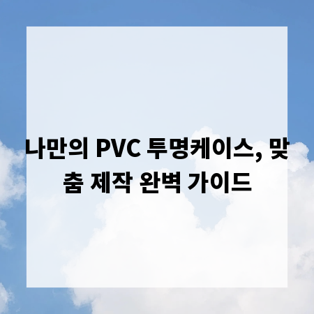 나만의 PVC 투명케이스, 맞춤 제작 완벽 가이드