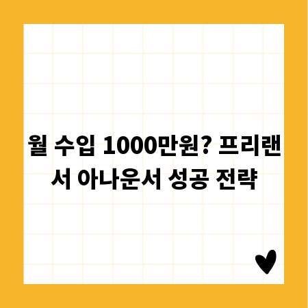월 수입 1000만원? 프리랜서 아나운서 성공 전략