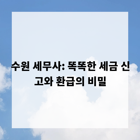수원 세무사: 똑똑한 세금 신고와 환급의 비밀