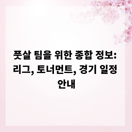 풋살 팀을 위한 종합 정보: 리그, 토너먼트, 경기 일정 안내