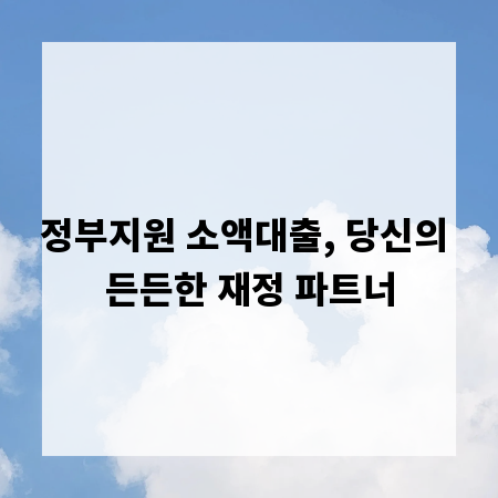 정부지원 소액대출, 당신의 든든한 재정 파트너