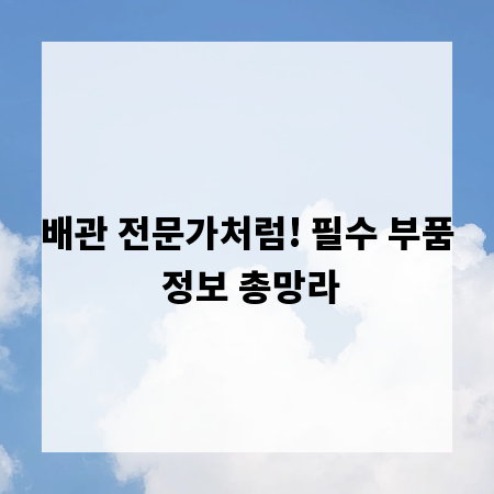 배관 전문가처럼! 필수 부품 정보 총망라