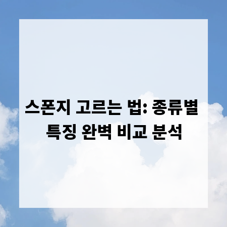스폰지 고르는 법: 종류별 특징 완벽 비교 분석