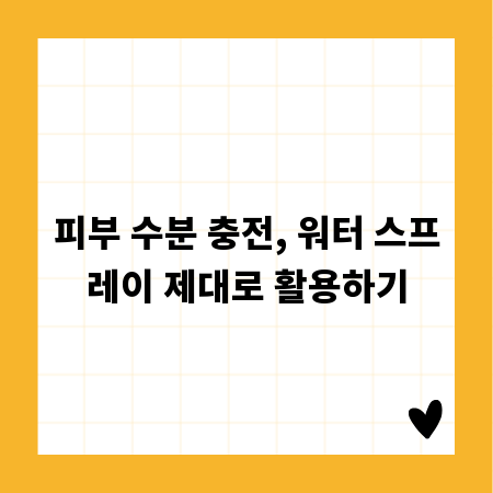 피부 수분 충전, 워터 스프레이 제대로 활용하기