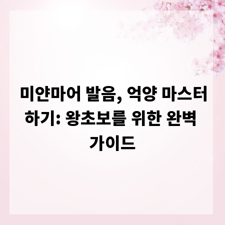 미얀마어 발음, 억양 마스터하기: 왕초보를 위한 완벽 가이드