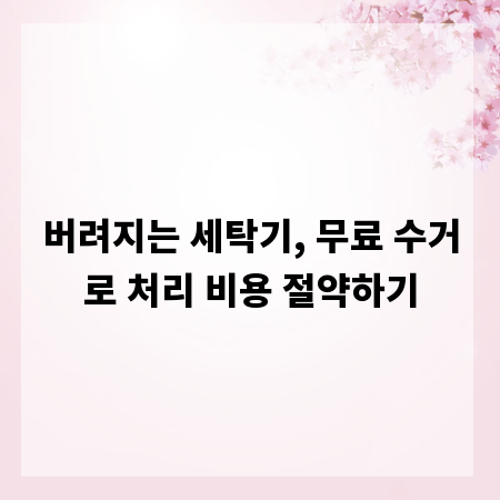 버려지는 세탁기, 무료 수거로 처리 비용 절약하기