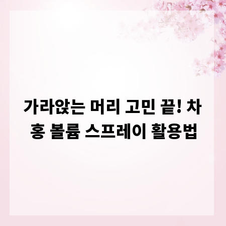 가라앉는 머리 고민 끝! 차홍 볼륨 스프레이 활용법