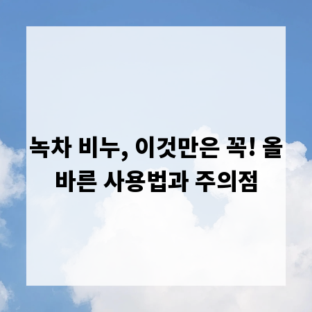 녹차 비누, 이것만은 꼭! 올바른 사용법과 주의점