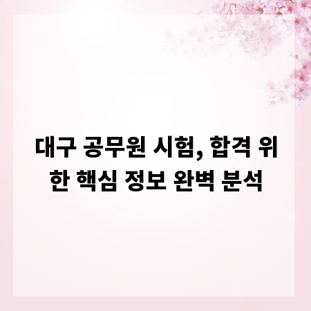 대구 공무원 시험, 합격 위한 핵심 정보 완벽 분석