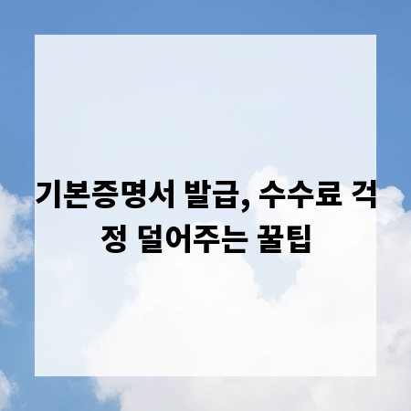 기본증명서 발급, 수수료 걱정 덜어주는 꿀팁